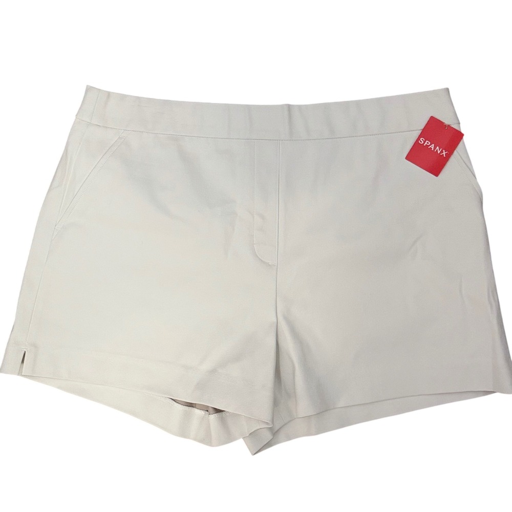 SPANX Classic White 4 Inch Inseam Tailored Shorts‎ Women's XL Stretch Minimalist